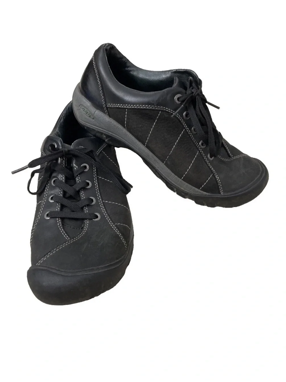 Keen PRESIDIO Black Leather Lace Up Hiking Shoes Women's 10 Outdoor Gorpcore